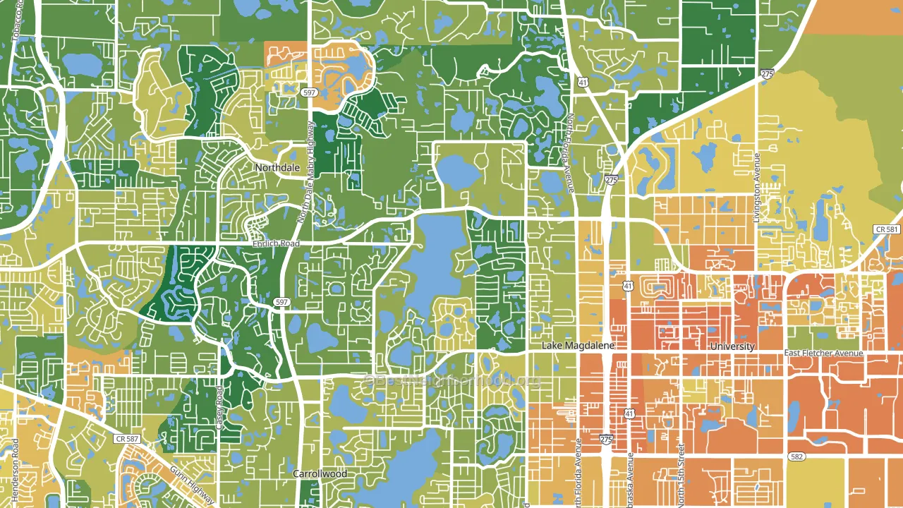 Lake Magdalene, FL block-group voter-turnout map