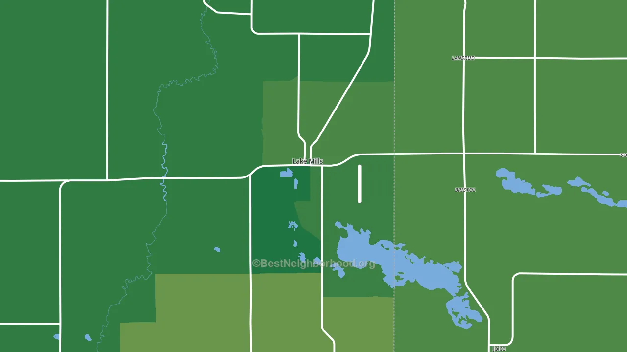 Lake Mills, IA block-group voter-turnout map