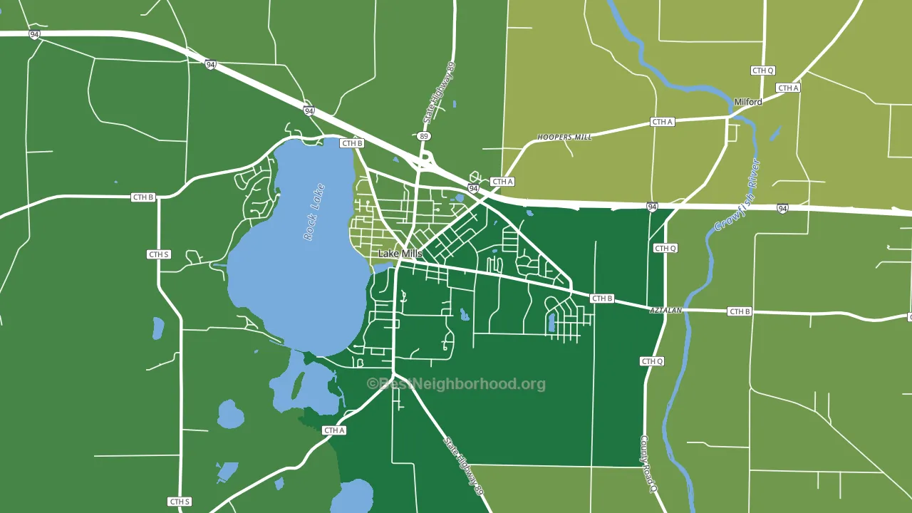 Lake Mills, WI block-group voter-turnout map