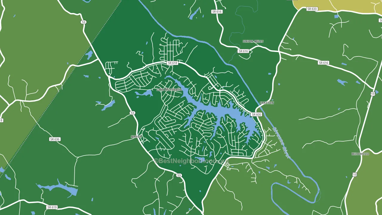 Lake Monticello, VA block-group voter-turnout map