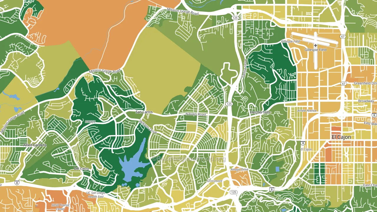 Lake Murray, San Diego, CA block-group voter-turnout map
