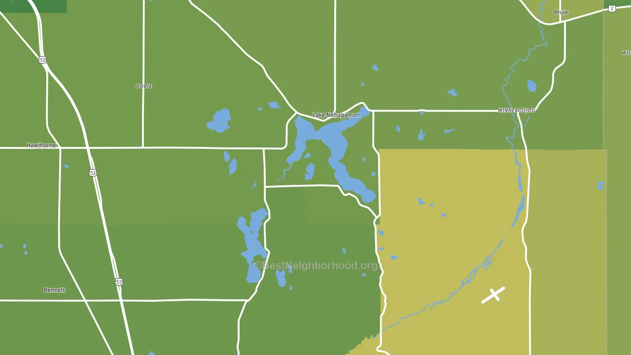 Lake Nebagamon, WI block-group voter-turnout map