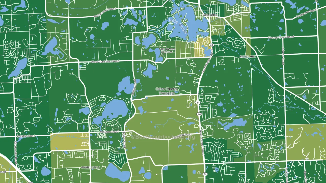 Lake Orion, MI block-group voter-turnout map