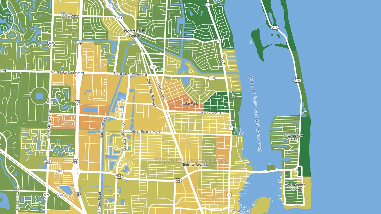 Lake Park, FL block-group voter-turnout map