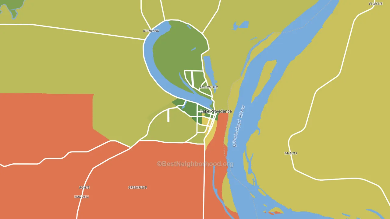 Lake Providence, LA block-group voter-turnout map