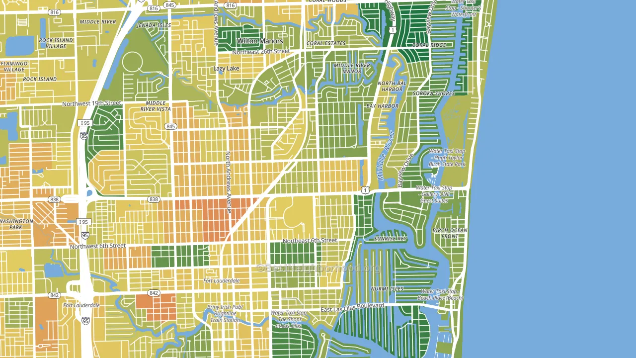 Lake Ridge, Fort Lauderdale, FL block-group voter-turnout map