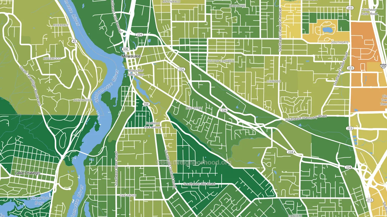 Lake Road, Milwaukie, OR block-group voter-turnout map
