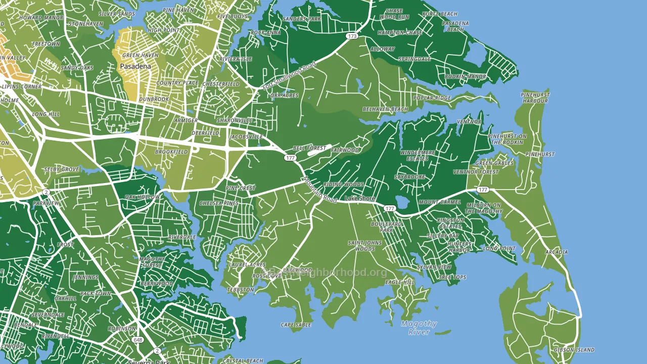 Lake Shore, MD block-group voter-turnout map