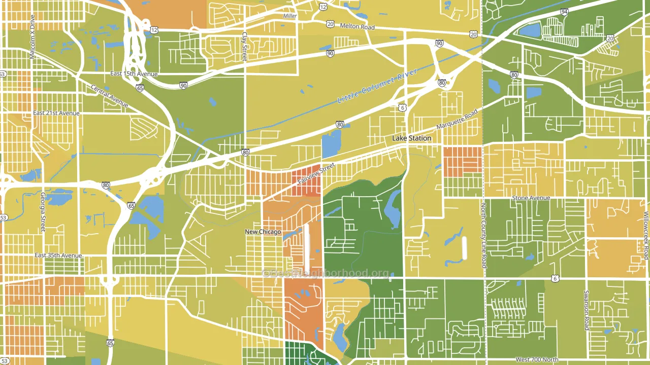 Lake Station, IN block-group voter-turnout map