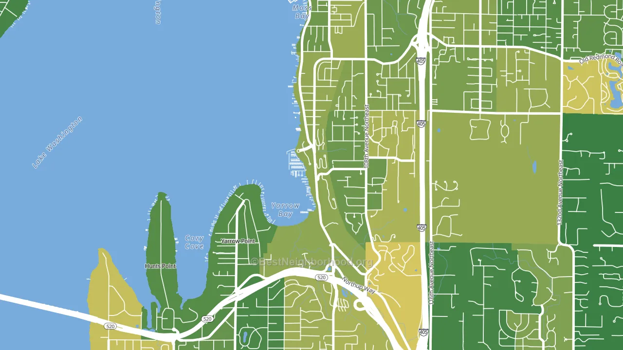 Lake View, Kirkland, WA block-group voter-turnout map