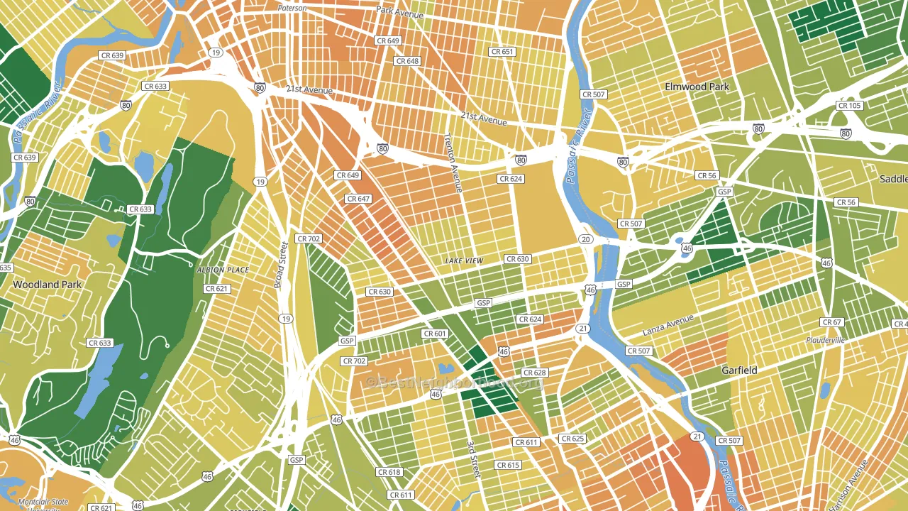 Lake View, Paterson, NJ block-group voter-turnout map