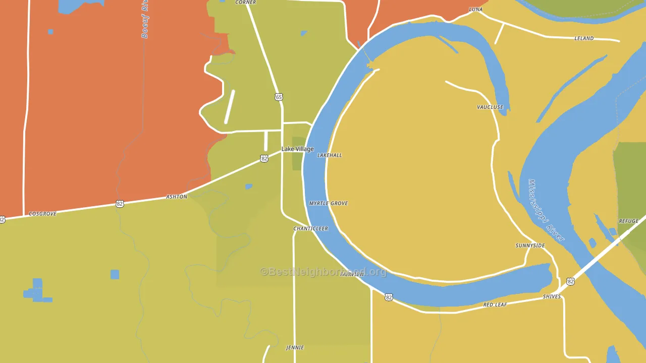 Lake Village, AR block-group voter-turnout map
