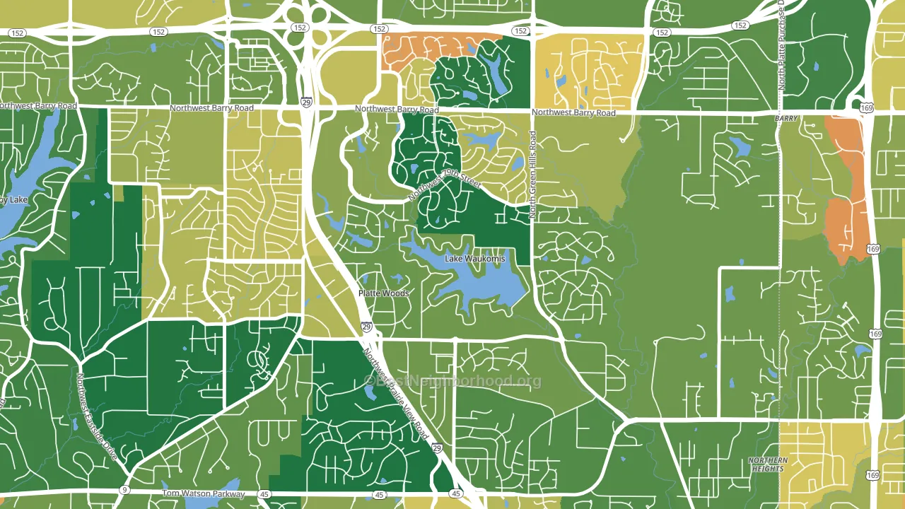 Lake Waukomis, MO block-group voter-turnout map