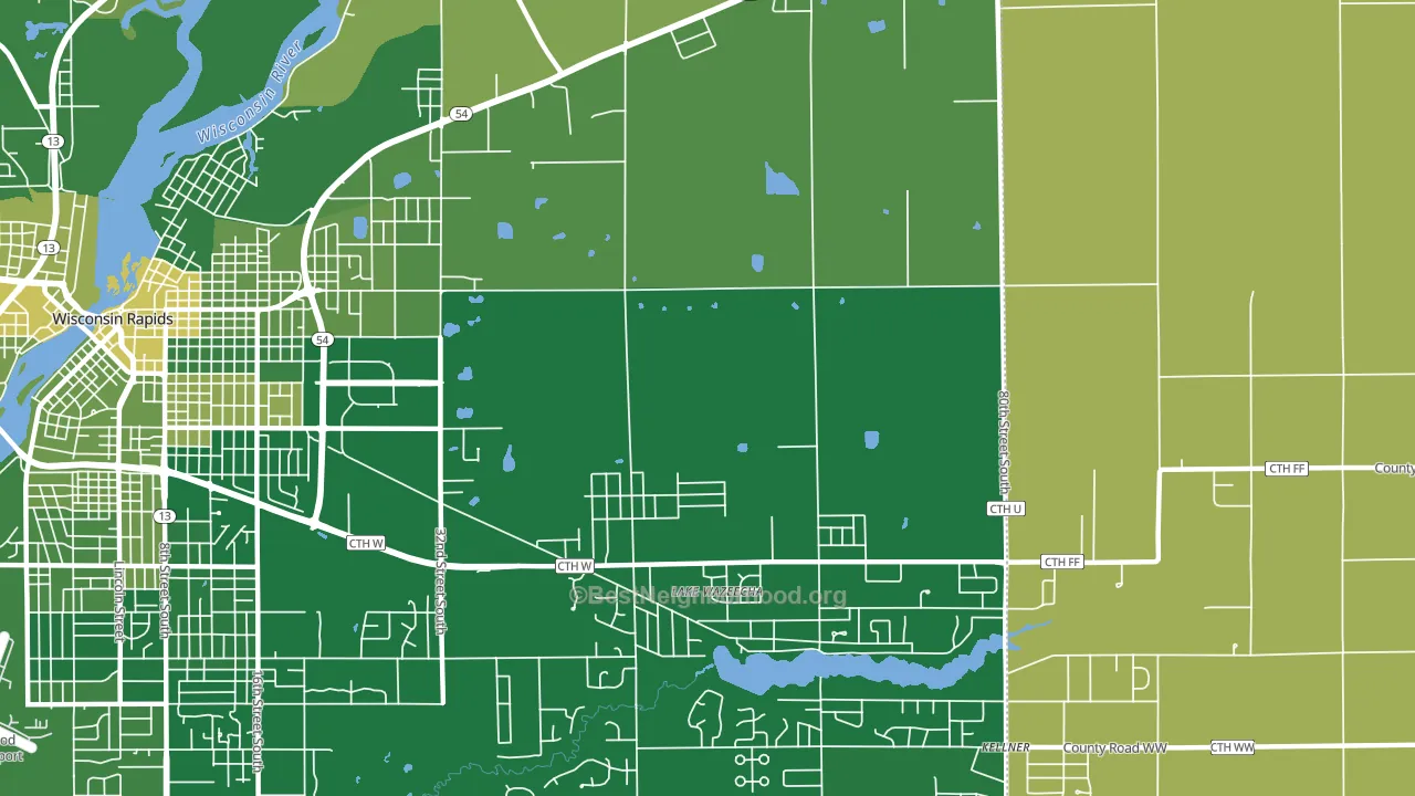 Lake Wazeecha, WI block-group voter-turnout map