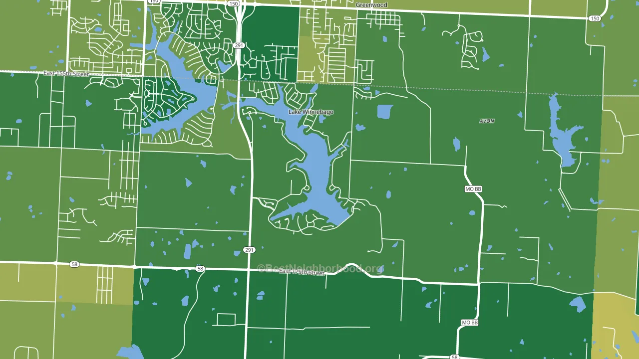 Lake Winnebago, MO block-group voter-turnout map