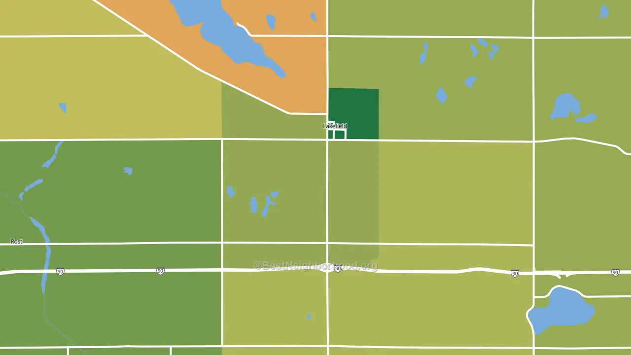 Lakefield, MN block-group voter-turnout map