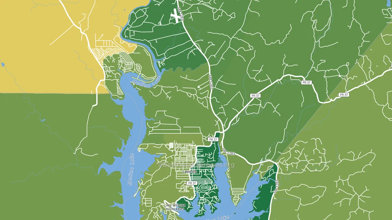 Lakehills, TX block-group voter-turnout map