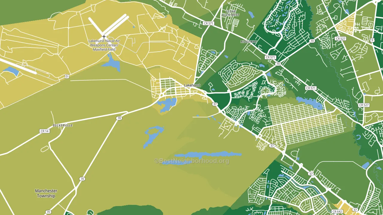 Lakehurst, NJ block-group voter-turnout map