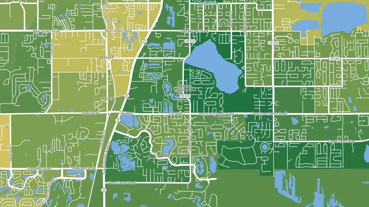 Lakeland Highlands, FL block-group voter-turnout map