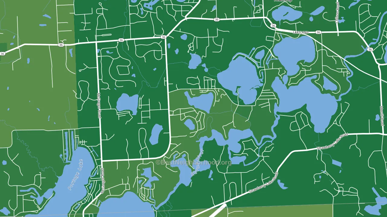 Lakeland, MI block-group voter-turnout map