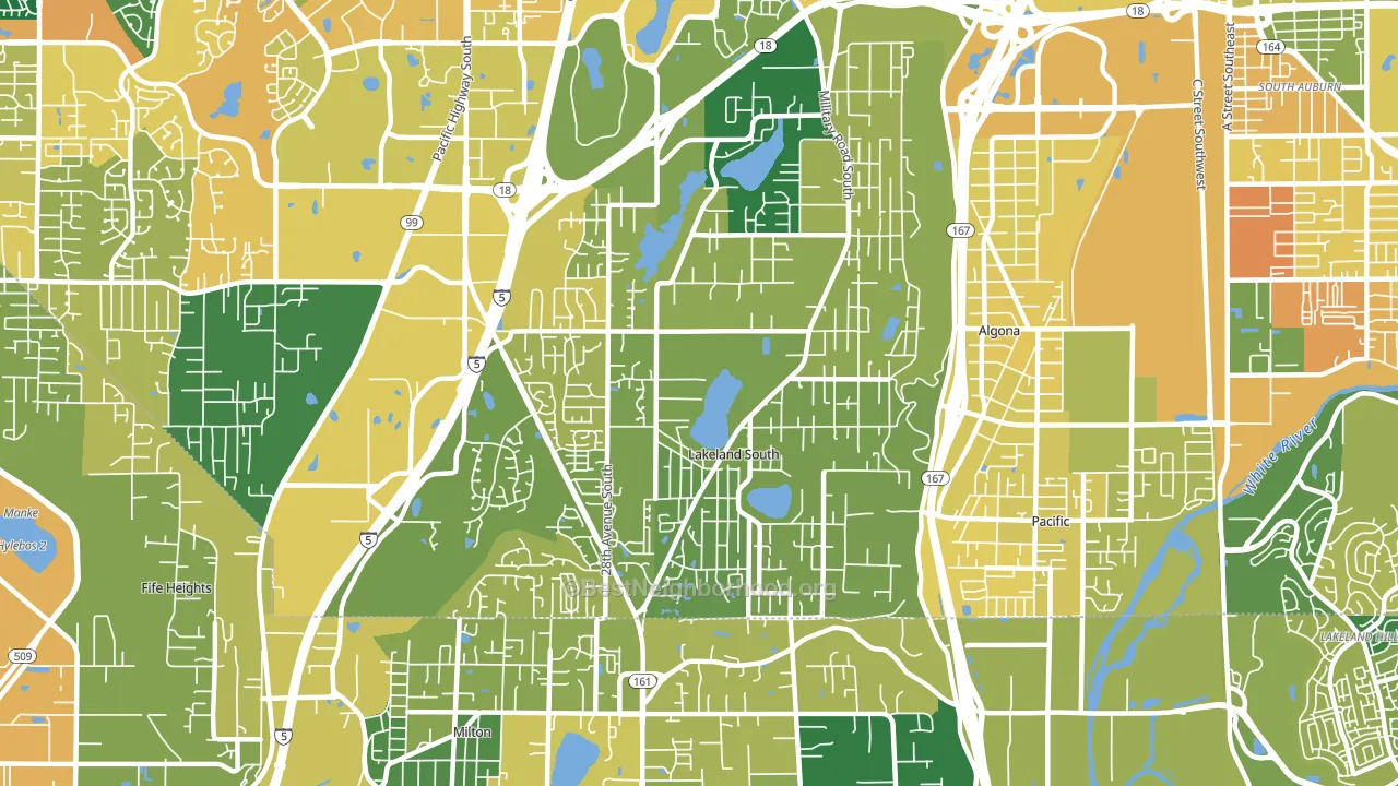 Lakeland South, WA block-group voter-turnout map