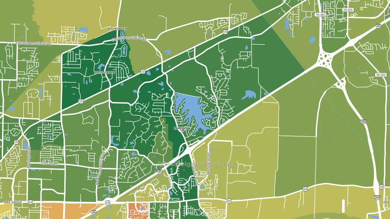 Lakeland, TN block-group voter-turnout map