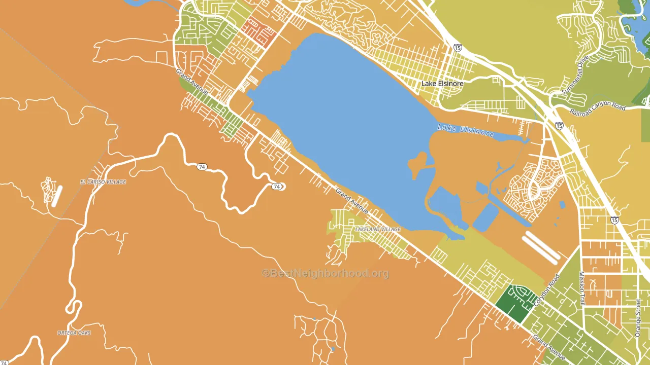 Lakeland Village, CA block-group voter-turnout map