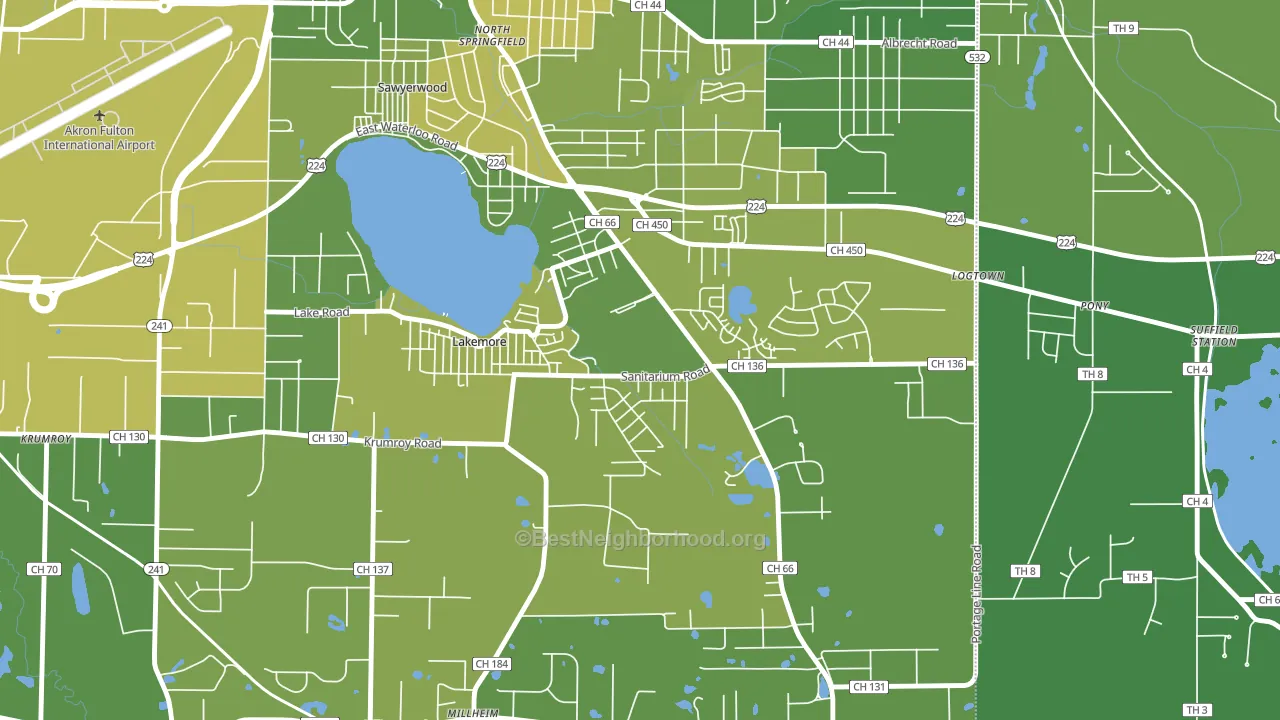 Lakemore, OH block-group voter-turnout map
