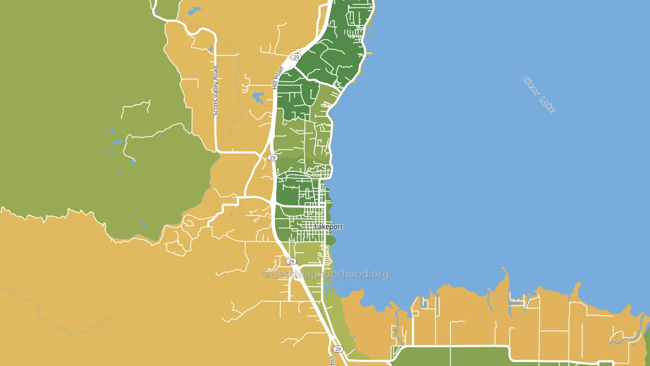 Lakeport, CA block-group voter-turnout map