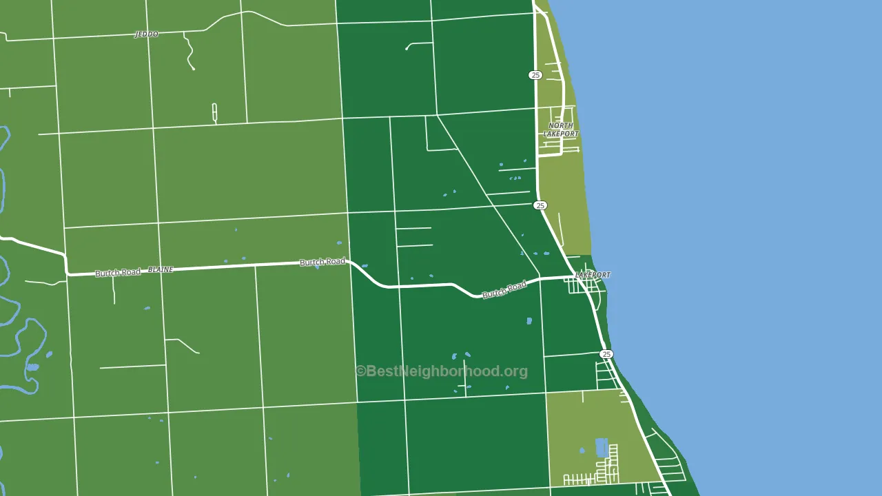Lakeport, MI block-group voter-turnout map