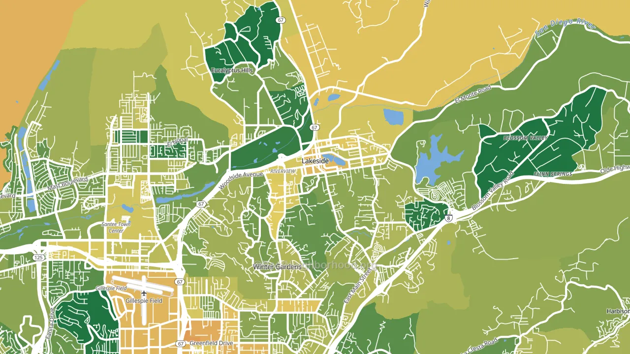 Lakeside, CA block-group voter-turnout map
