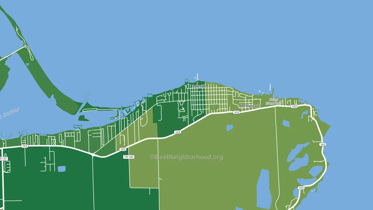 Lakeside, OH block-group voter-turnout map