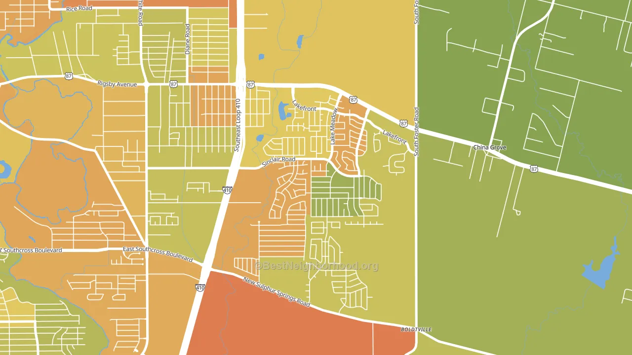 Lakeside, San Antonio, TX block-group voter-turnout map