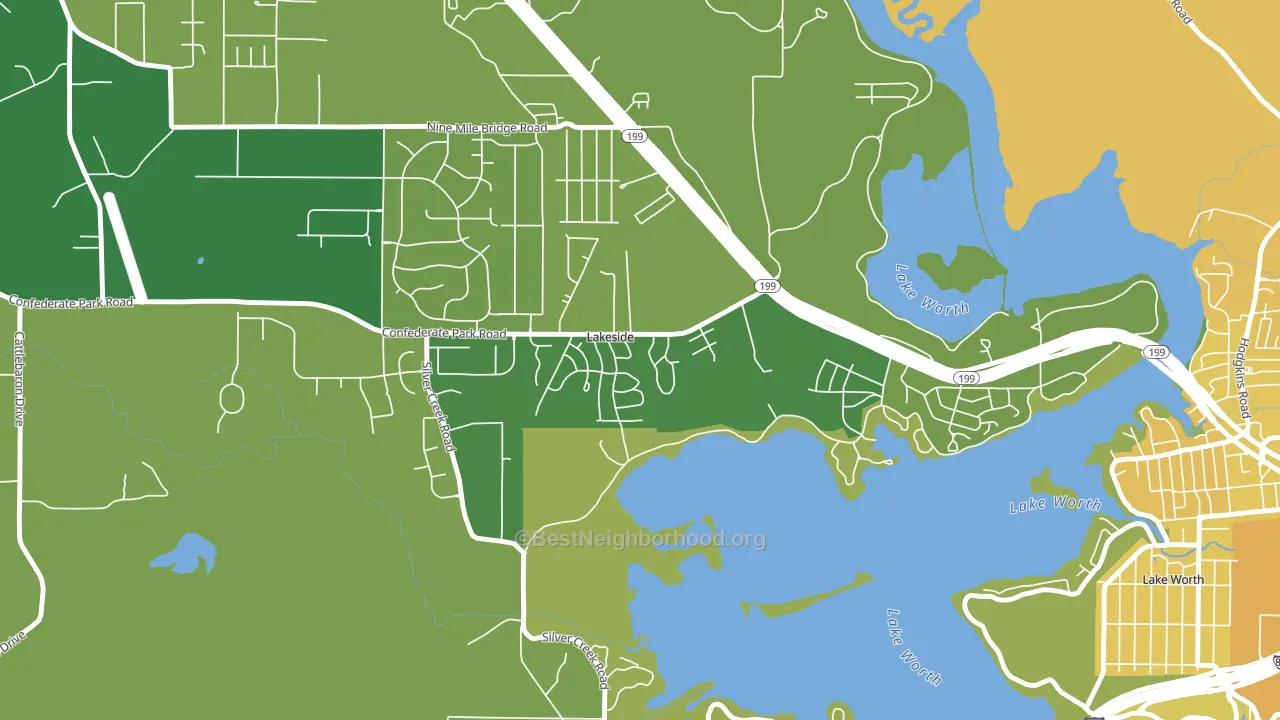 Lakeside, TX block-group voter-turnout map