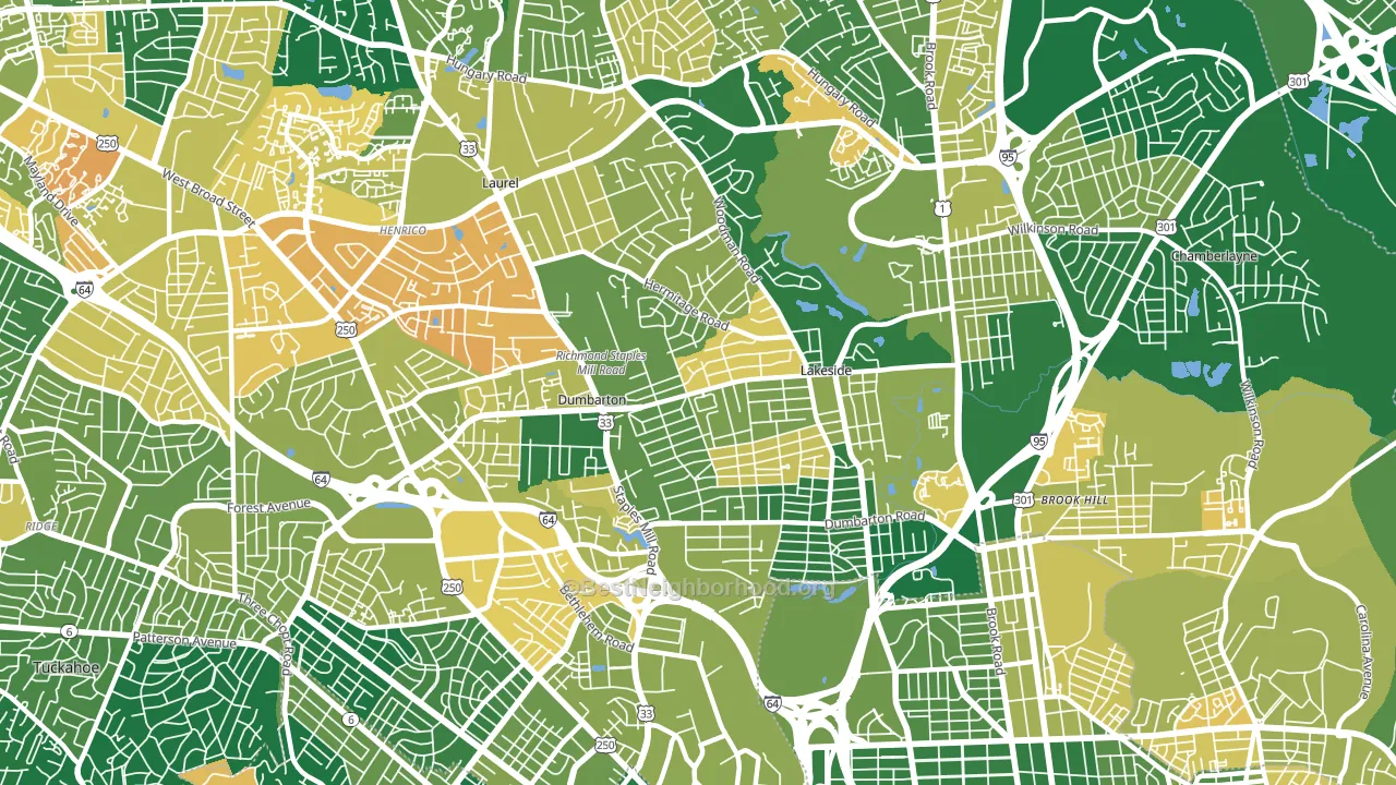 Lakeside, VA block-group voter-turnout map