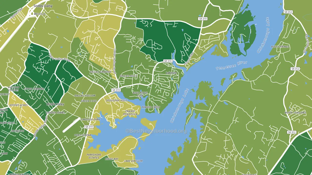 Lakesite, TN block-group voter-turnout map