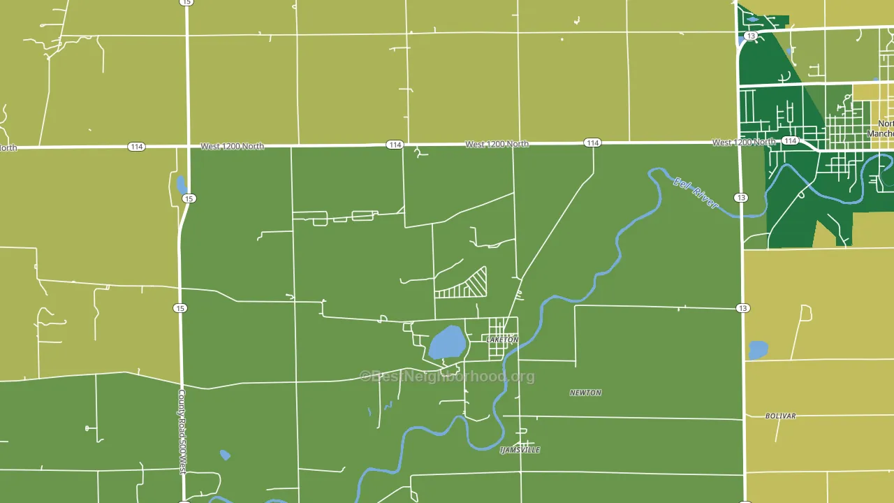 Laketon, IN block-group voter-turnout map