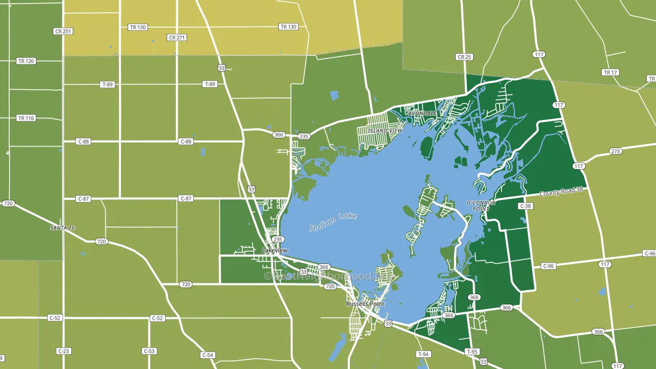 Lakeview, OH block-group voter-turnout map