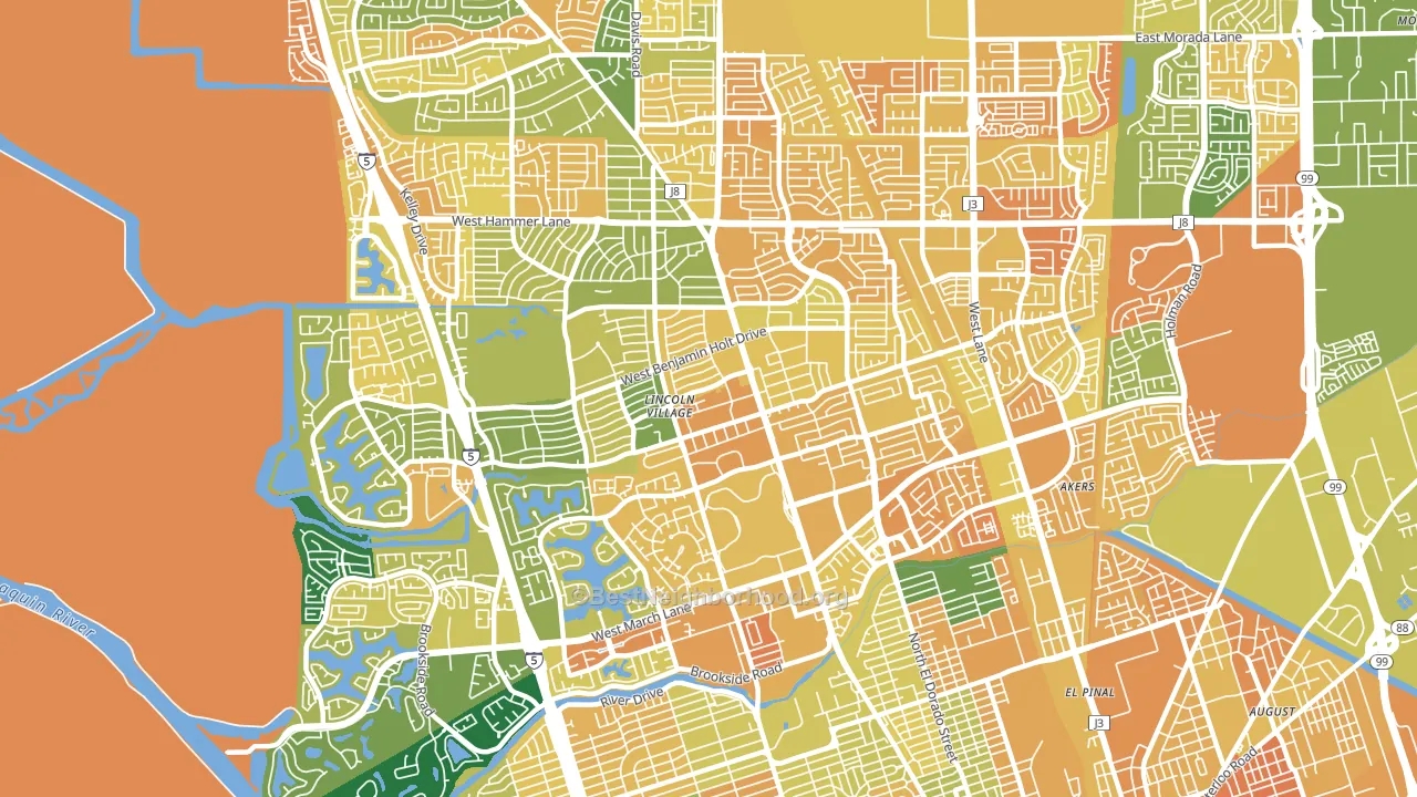 Lakeview, Stockton, CA block-group voter-turnout map