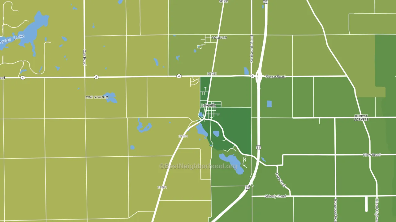 Lakeville, IN block-group voter-turnout map