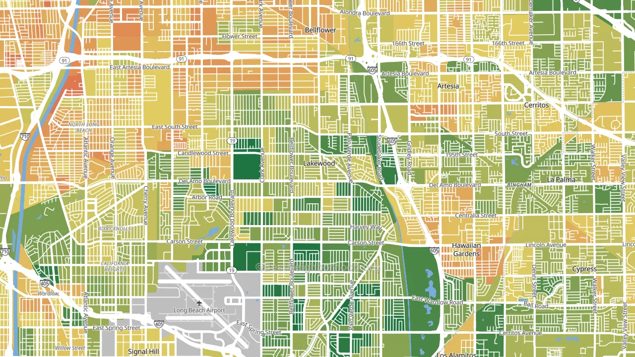 Lakewood, CA block-group voter-turnout map