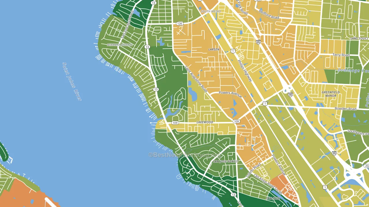 Lakewood, Jacksonville, FL block-group voter-turnout map