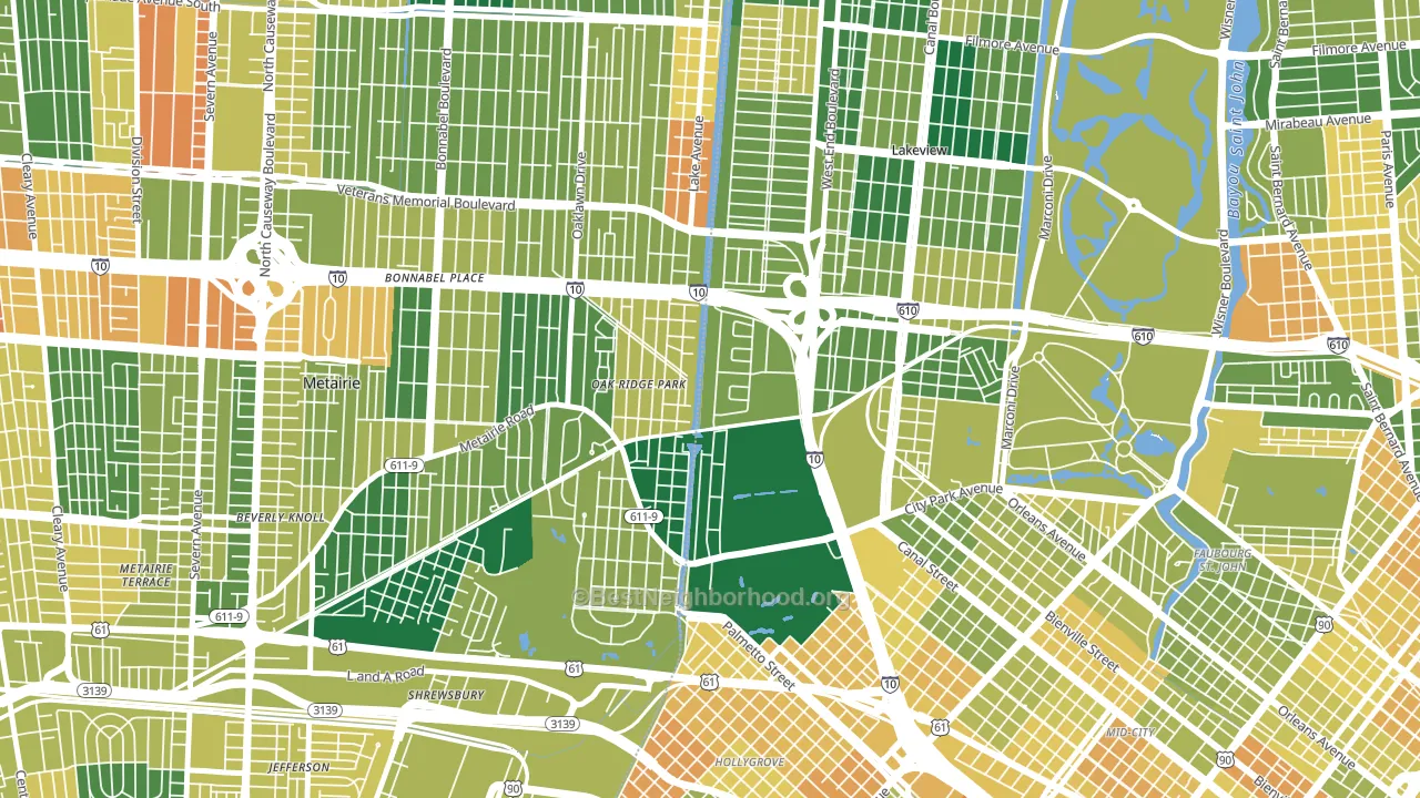 Lakewood, New Orleans, LA block-group voter-turnout map