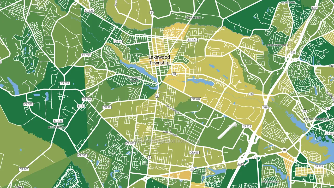 Lakewood, NJ block-group voter-turnout map
