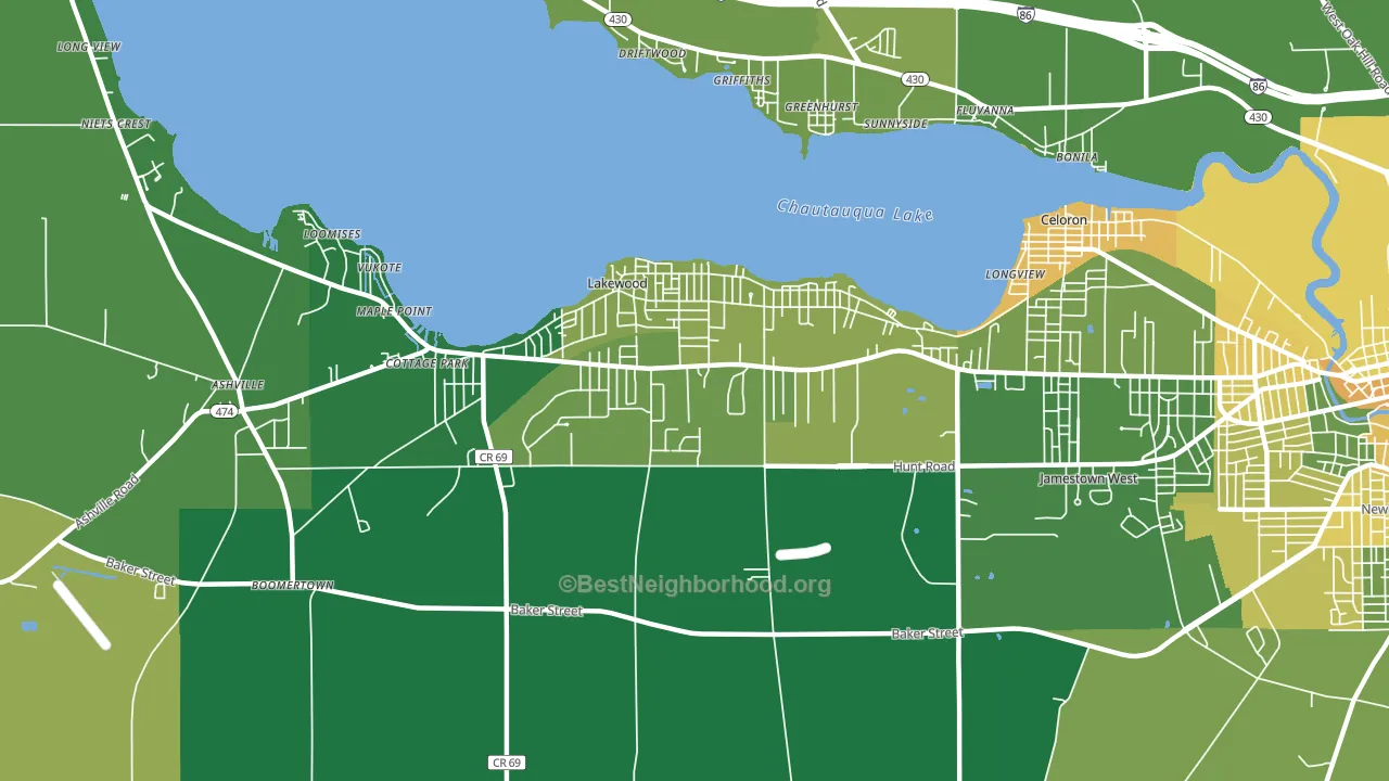 Lakewood, NY block-group voter-turnout map