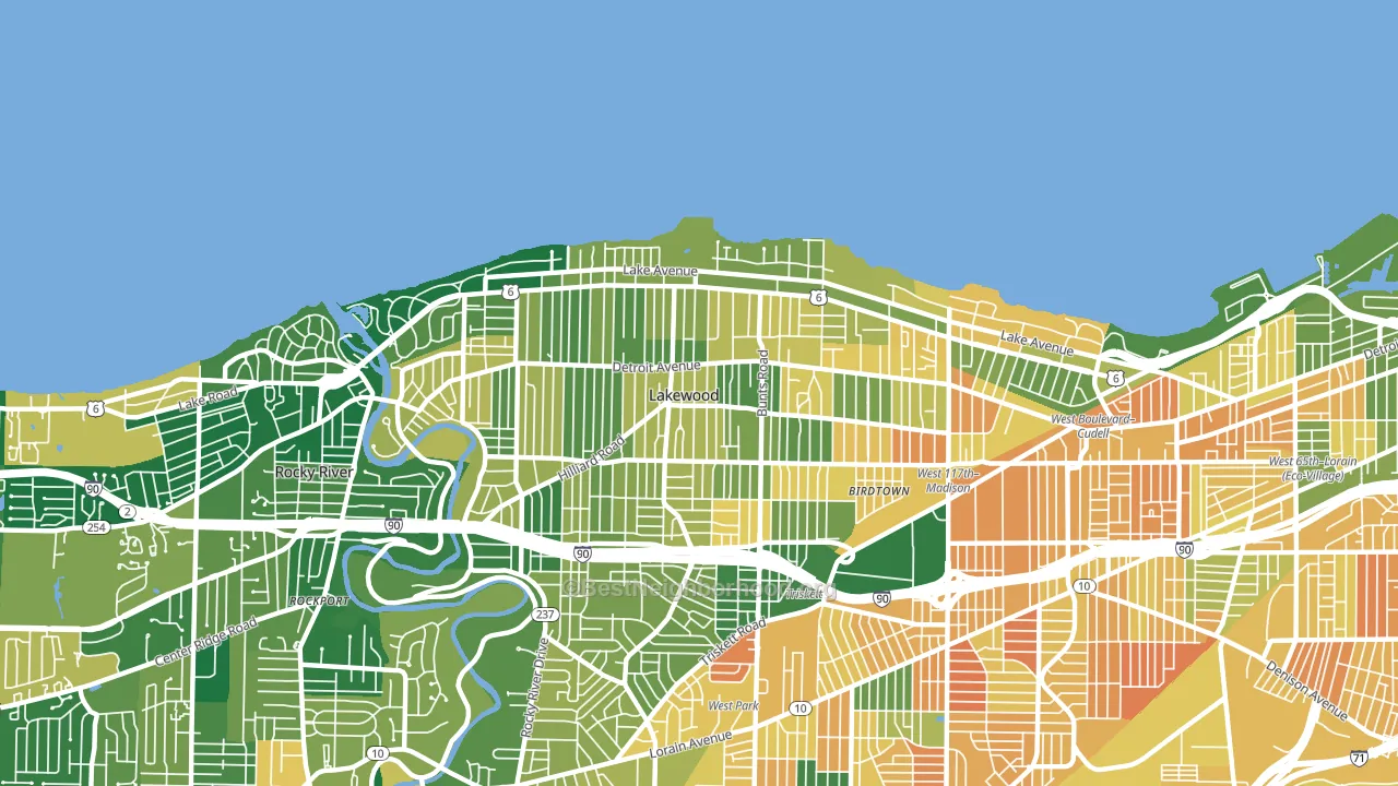 Lakewood, OH block-group voter-turnout map