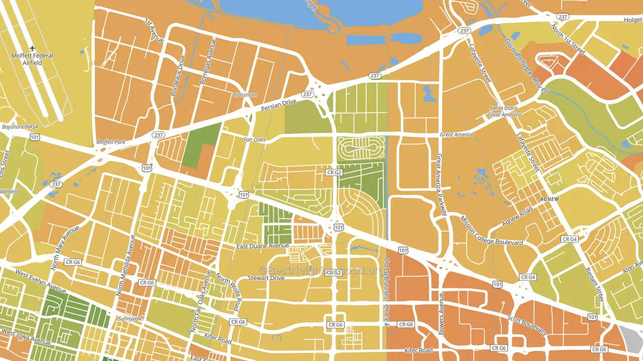 Lakewood, Sunnyvale, CA block-group voter-turnout map