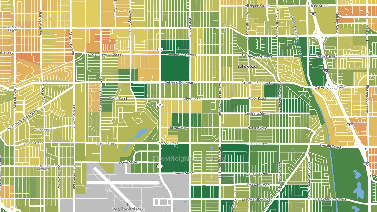 Lakewood Village, Long Beach, CA block-group voter-turnout map