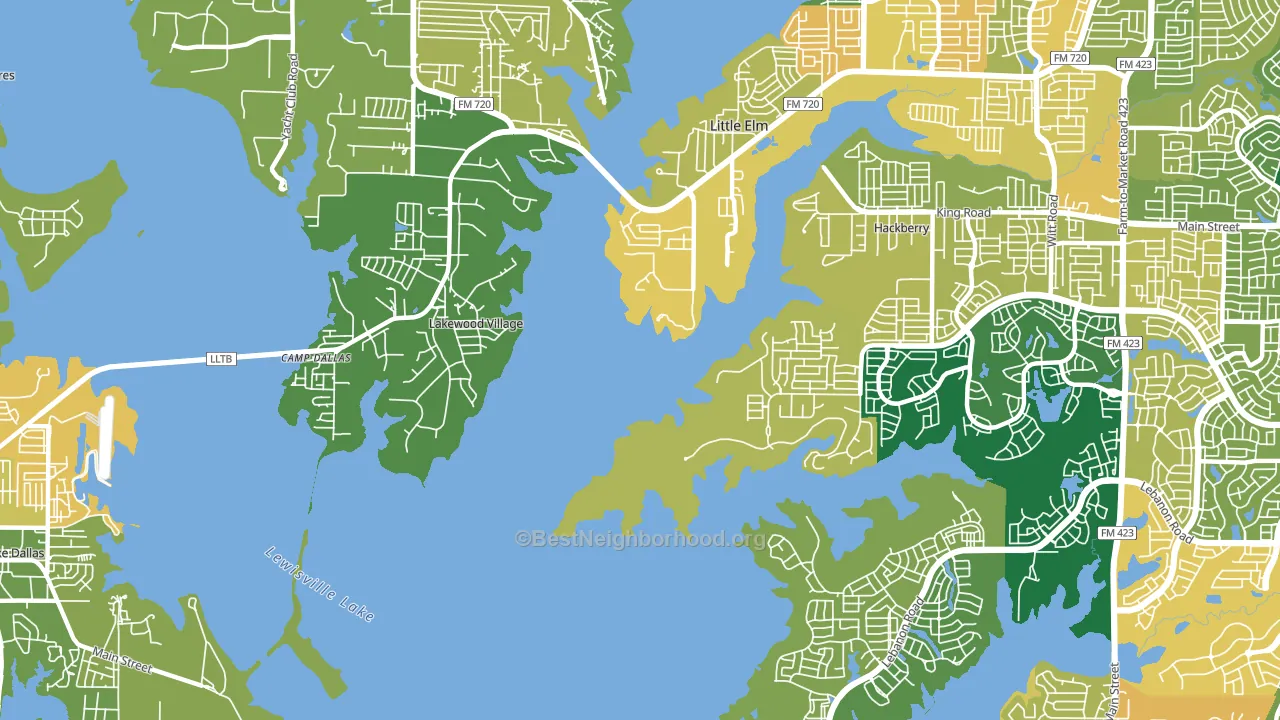 Lakewood Village, TX block-group voter-turnout map