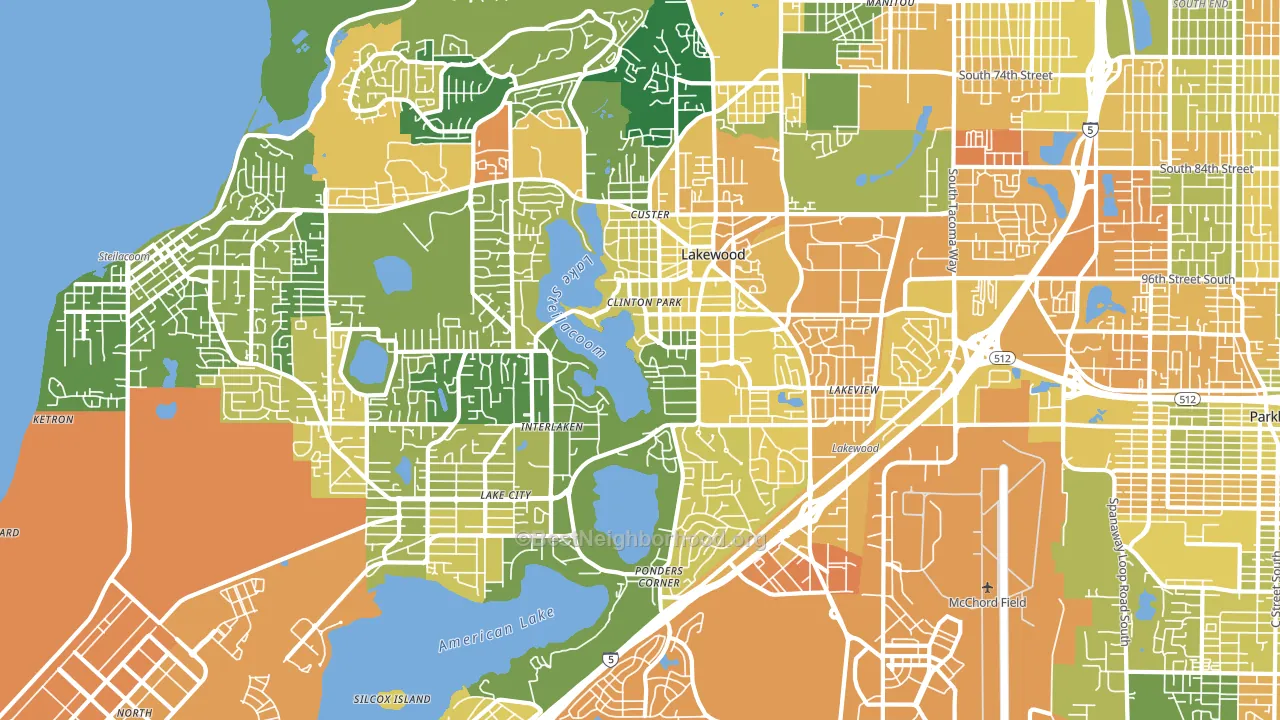 Lakewood, WA block-group voter-turnout map